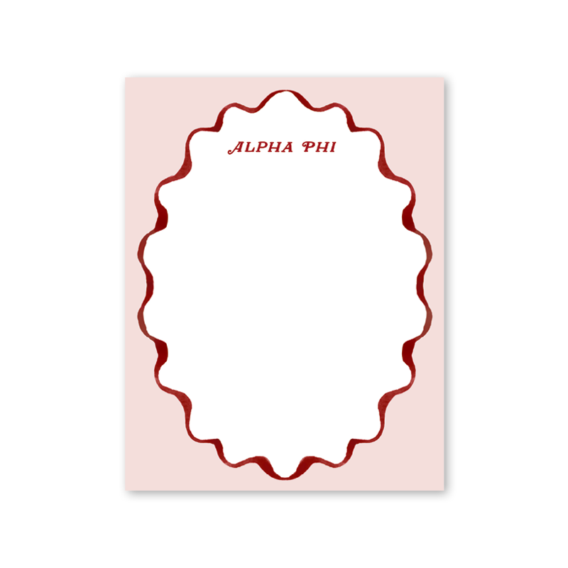 Alpha Phi Merry Ribbons Scallop Greek Notepad