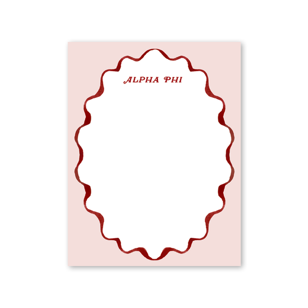 Alpha Phi Merry Ribbons Scallop Greek Notepad
