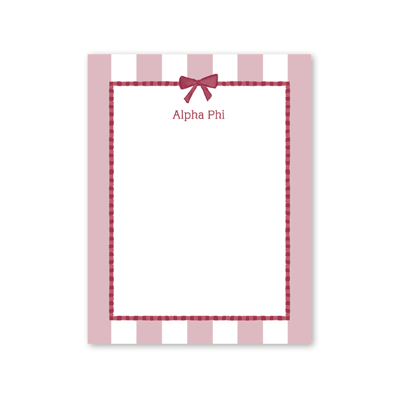 Alpha Phi Presents and Bows Greek Notepad