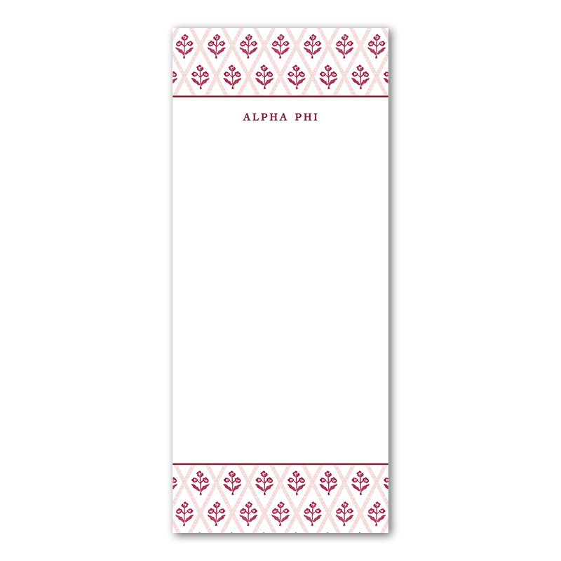 Alpha Phi Bespoke Block Print Greek Skinny Notepad