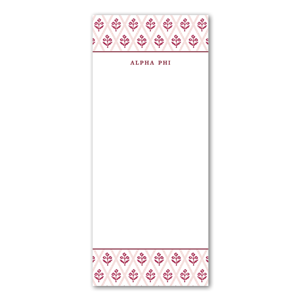 Alpha Phi Bespoke Block Print Greek Skinny Notepad