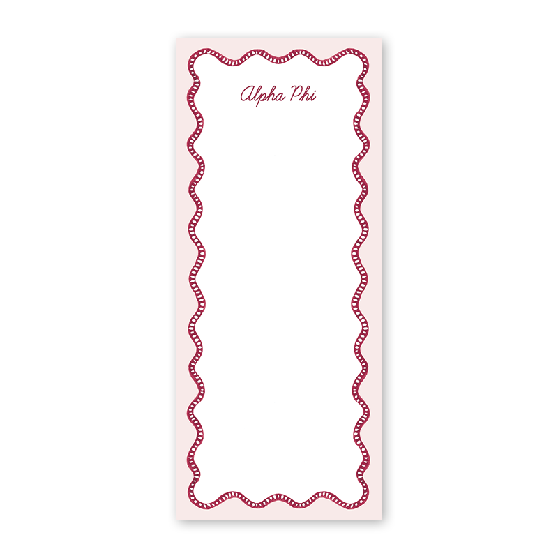 Alpha Phi Flower Cart Scallop Greek Skinny Notepad