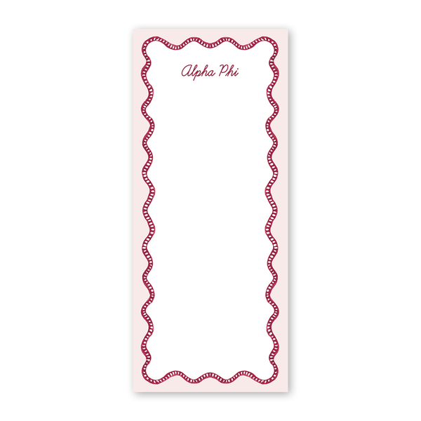 Alpha Phi Flower Cart Scallop Greek Skinny Notepad