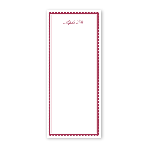Alpha Phi Vintage Poodles Scallop Greek Skinny Notepad