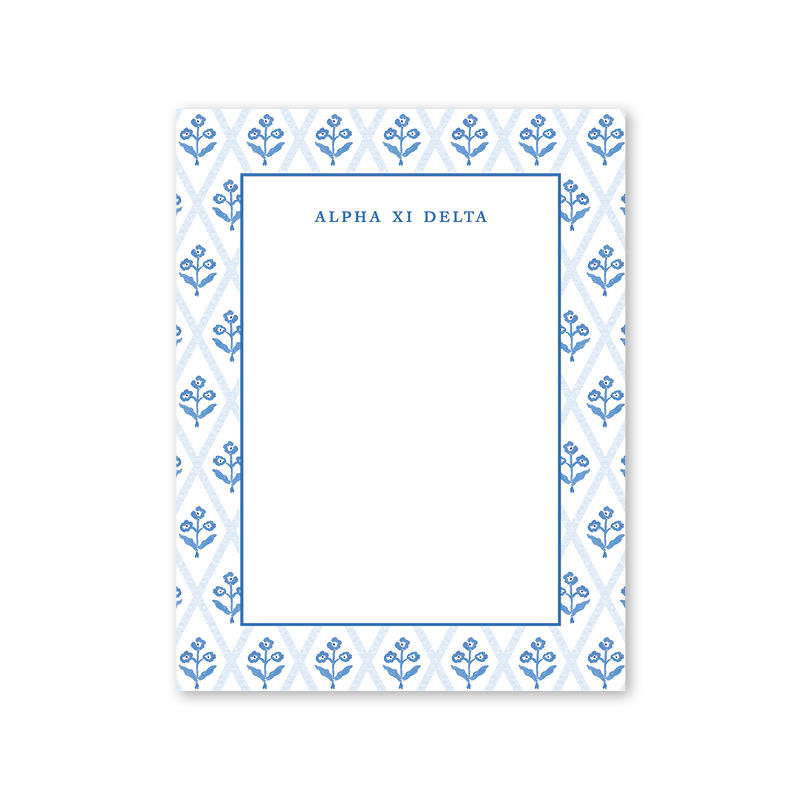 Alpha Xi Delta Bespoke Block Print Greek Notepad