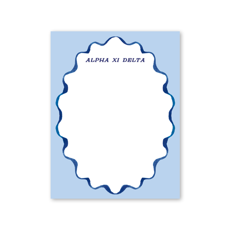 Alpha Xi Delta Merry Ribbons Scallop Greek Notepad
