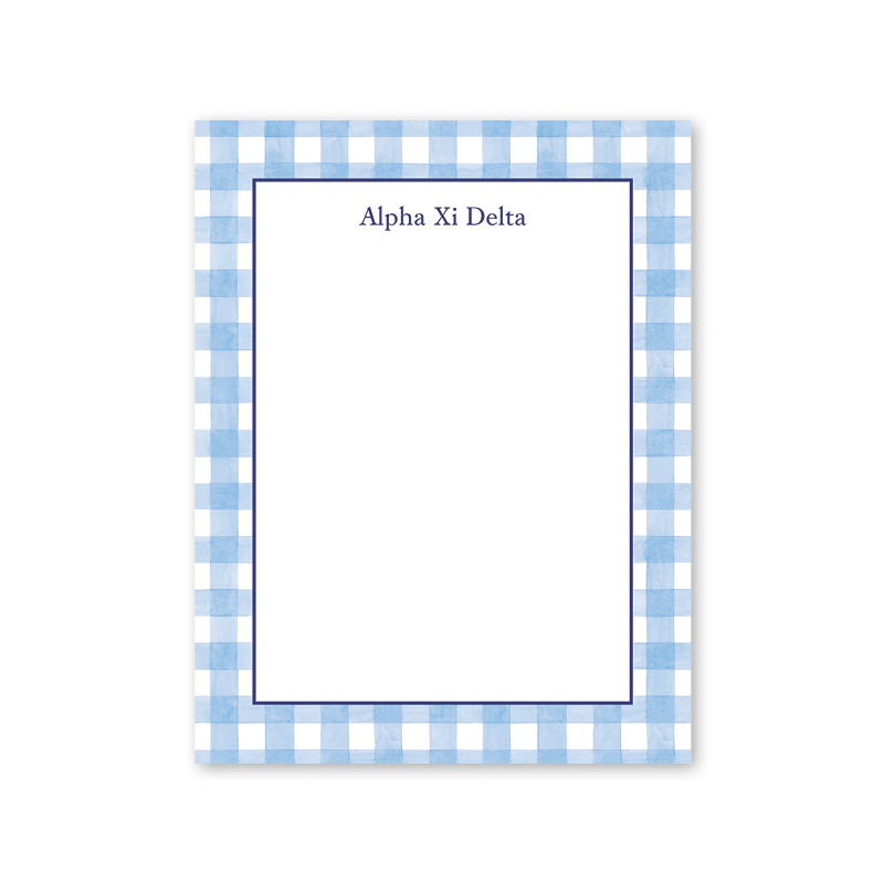 Alpha Xi Delta Cavalier Garden Gingham Greek Notepad
