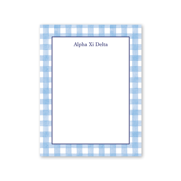 Alpha Xi Delta Cavalier Garden Gingham Greek Notepad
