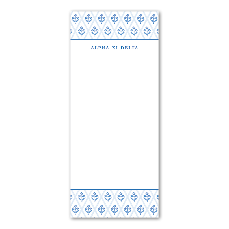 Alpha Xi Delta Bespoke Block Print Greek Skinny Notepad