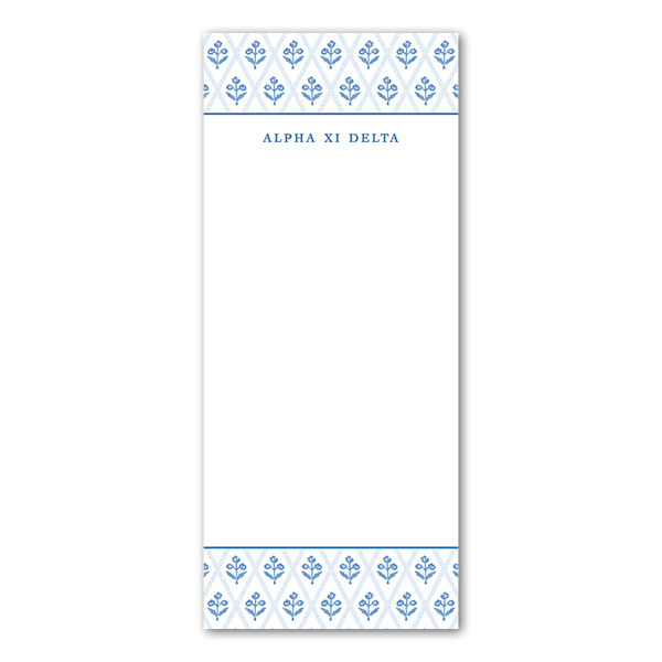 Alpha Xi Delta Bespoke Block Print Greek Skinny Notepad