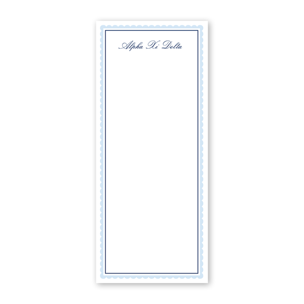 Alpha Xi Delta Vintage Poodles Scallop Greek Skinny Notepad