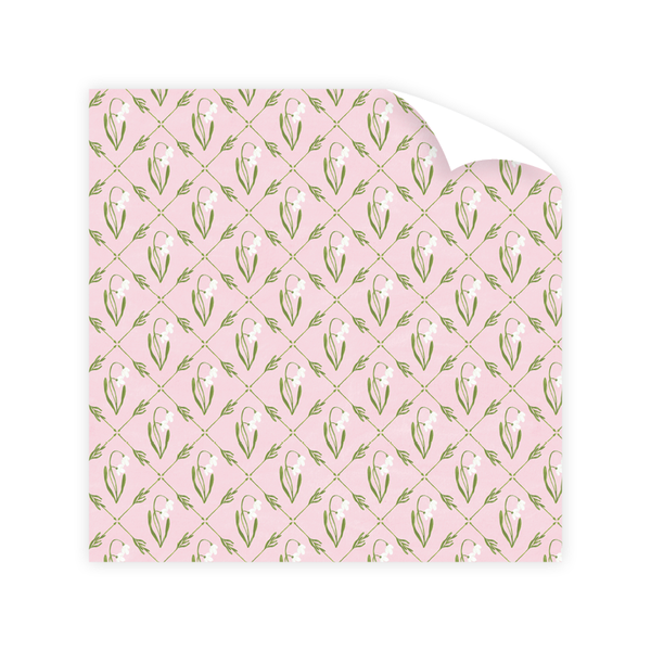 Snowdrop Meadow Pink Wrapping Paper Sheet