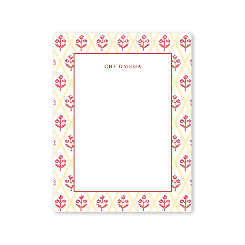 Chi Omega Bespoke Block Print Greek Notepad