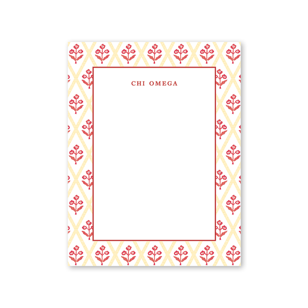 Chi Omega Bespoke Block Print Greek Notepad