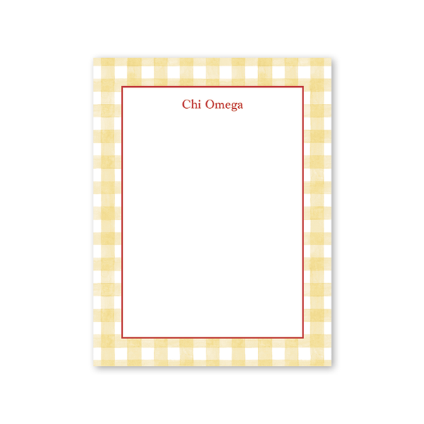 Chi Omega Cavalier Garden Gingham Greek Notepad