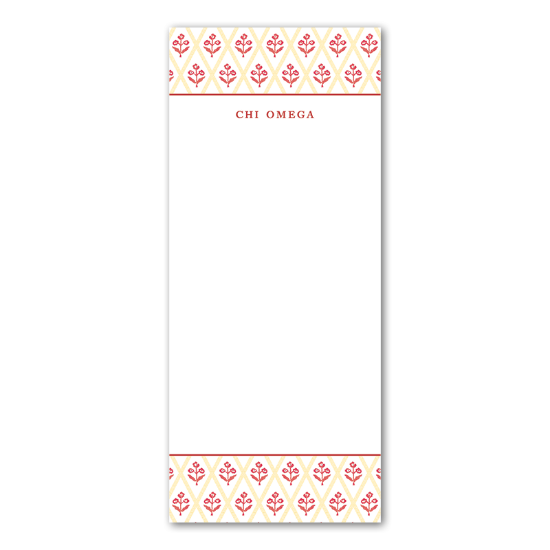 Chi Omega Bespoke Block Print Greek Skinny Notepad
