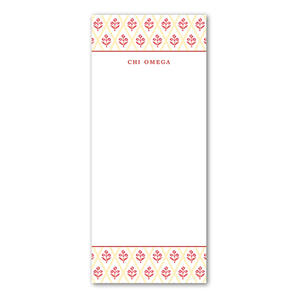 Chi Omega Bespoke Block Print Greek Skinny Notepad