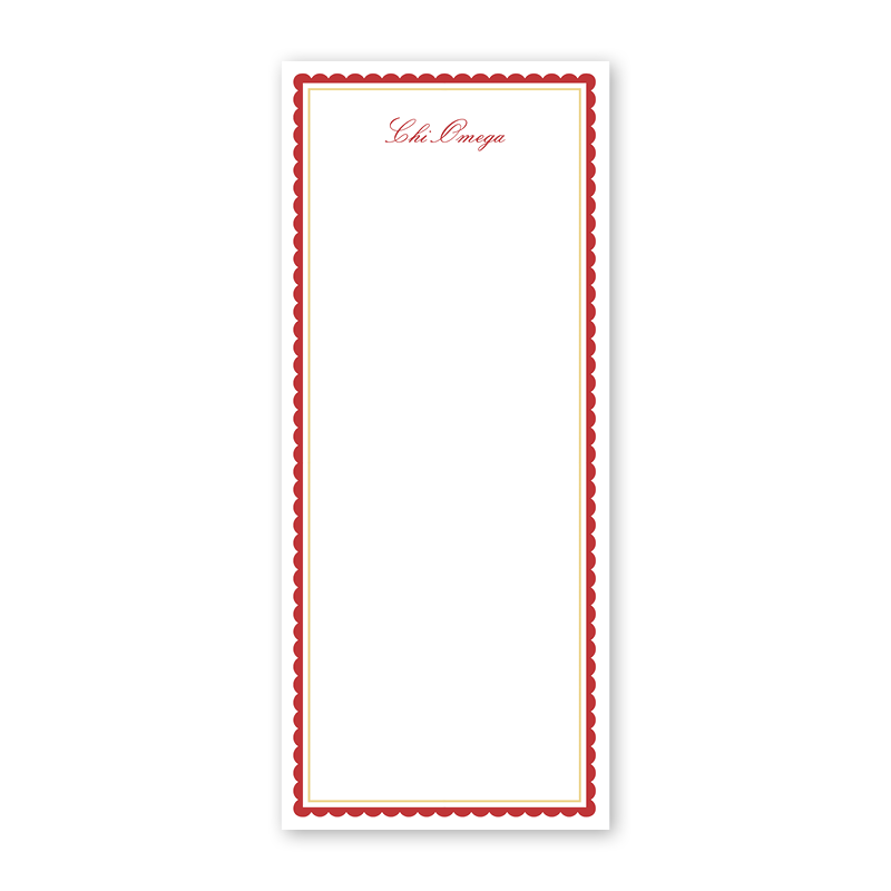 Chi Omega Vintage Poodles Scallop Greek Skinny Notepad