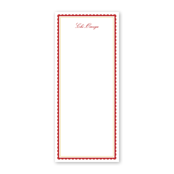 Chi Omega Vintage Poodles Scallop Greek Skinny Notepad