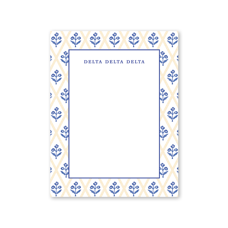 Delta Delta Delta Bespoke Block Print Greek Notepad