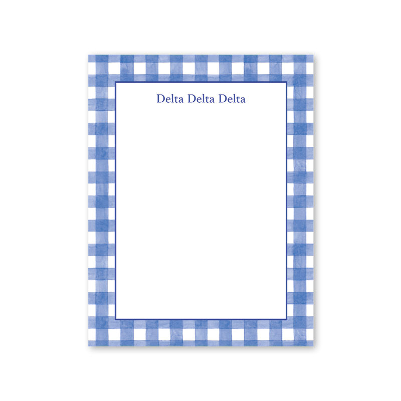 Delta Delta Delta Cavalier Garden Gingham Greek Notepad