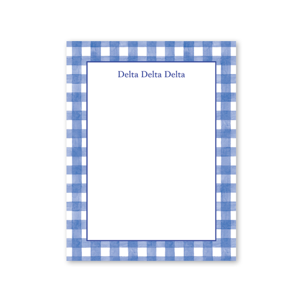 Delta Delta Delta Cavalier Garden Gingham Greek Notepad