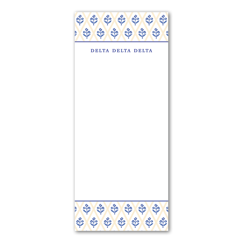 Delta Delta Delta Bespoke Block Print Greek Skinny Notepad