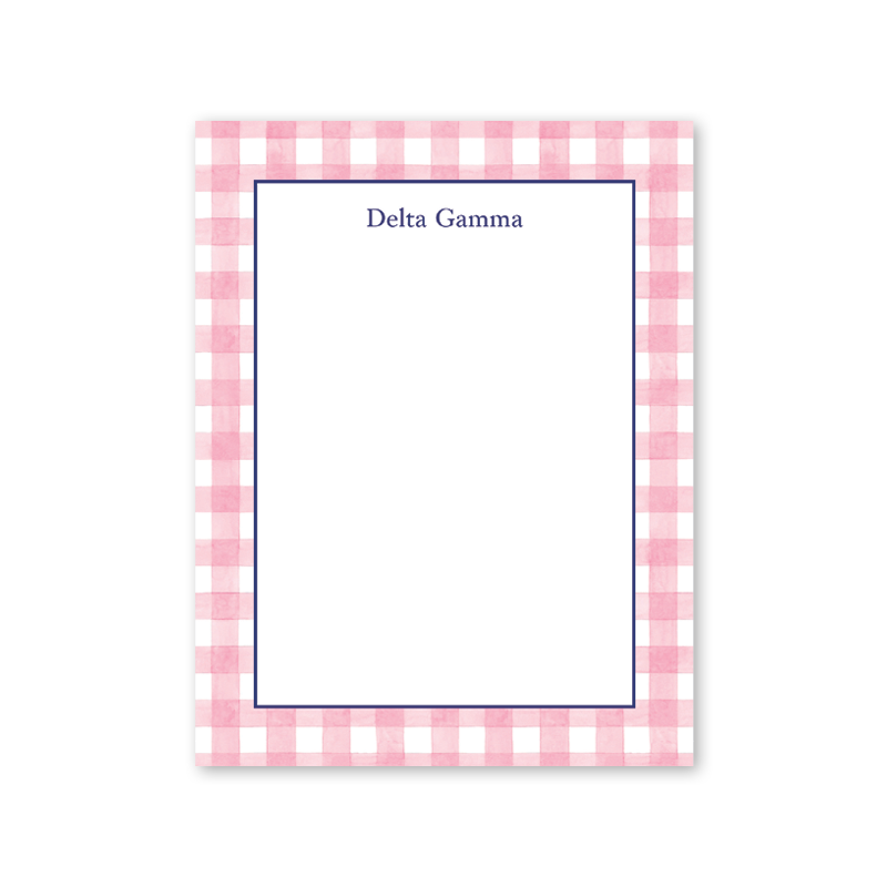 Delta Gamma Cavalier Garden Gingham Greek Notepad