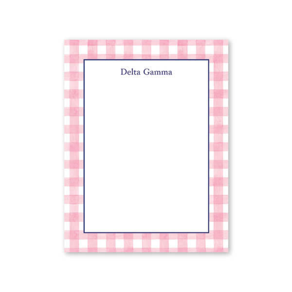 Delta Gamma Cavalier Garden Gingham Greek Notepad