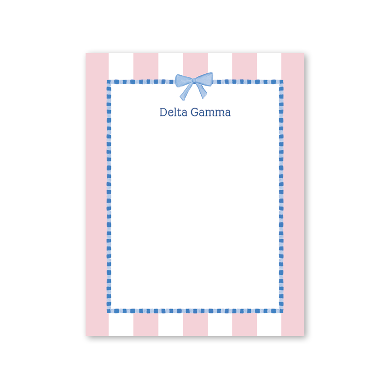 Delta Gamma Presents and Bows Greek Notepad