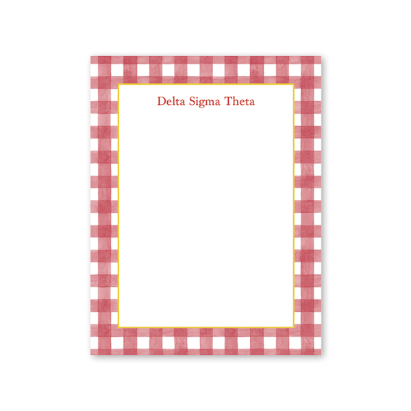 Delta Sigma Theta Cavalier Garden Gingham Greek Notepad