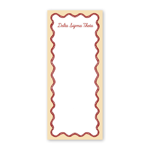 Delta Sigma Theta Flower Cart Scallop Greek Skinny Notepad