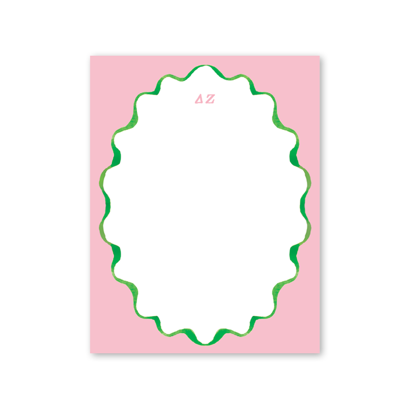 Delta Zeta Merry Ribbons Scallop Greek Notepad