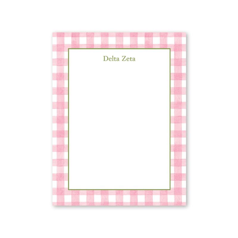 Delta Zeta Cavalier Garden Gingham Greek Notepad