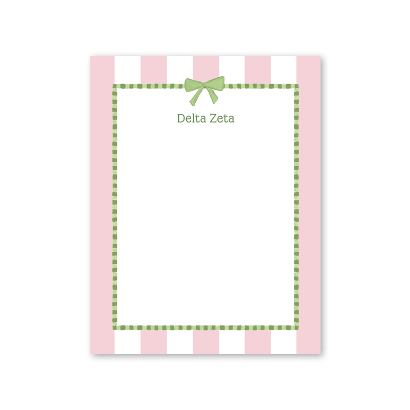 Delta Zeta Presents and Bows Greek Notepad
