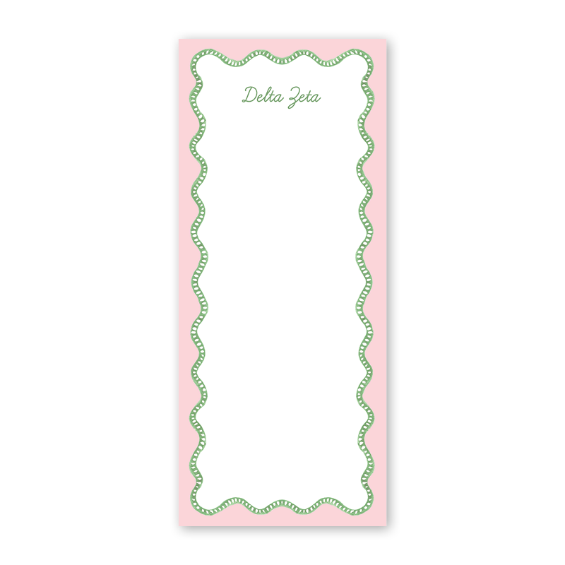 Delta Zeta Flower Cart Scallop Greek Skinny Notepad