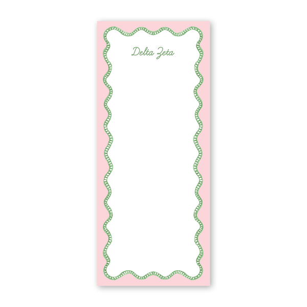 Delta Zeta Flower Cart Scallop Greek Skinny Notepad