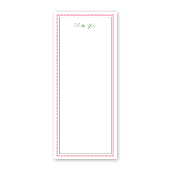 Delta Zeta Vintage Poodles Scallop Greek Skinny Notepad