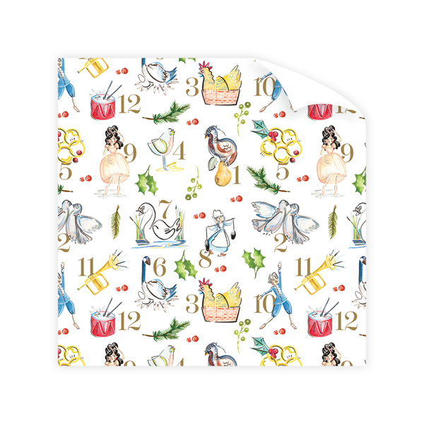 Twelve Days of Christmas Wrapping Paper Sheet