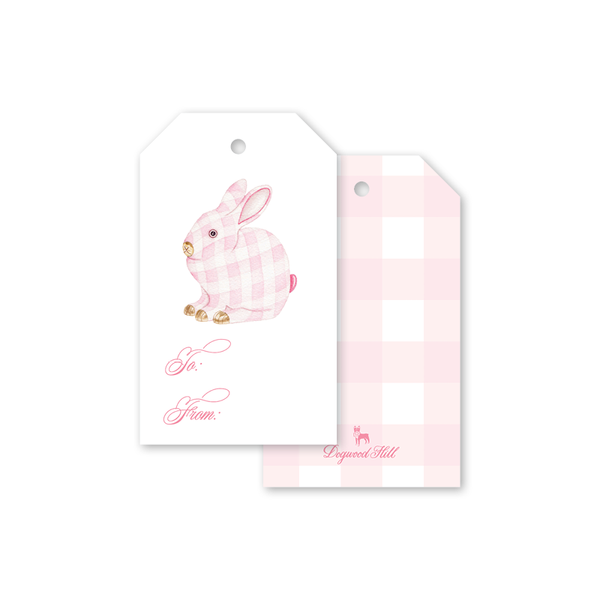 Porcelain Bunny Gingham Pink Gift Tags