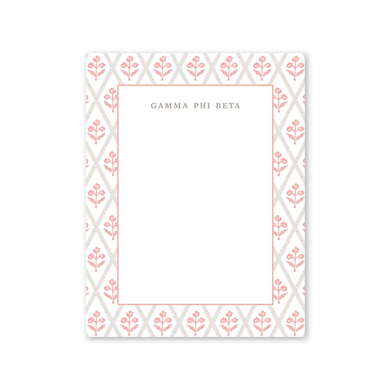 Gamma Phi Beta Bespoke Block Print Greek Notepad