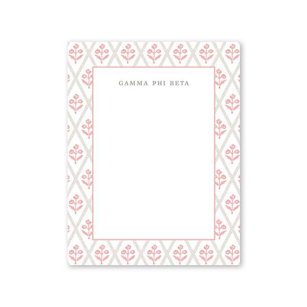 Gamma Phi Beta Bespoke Block Print Greek Notepad