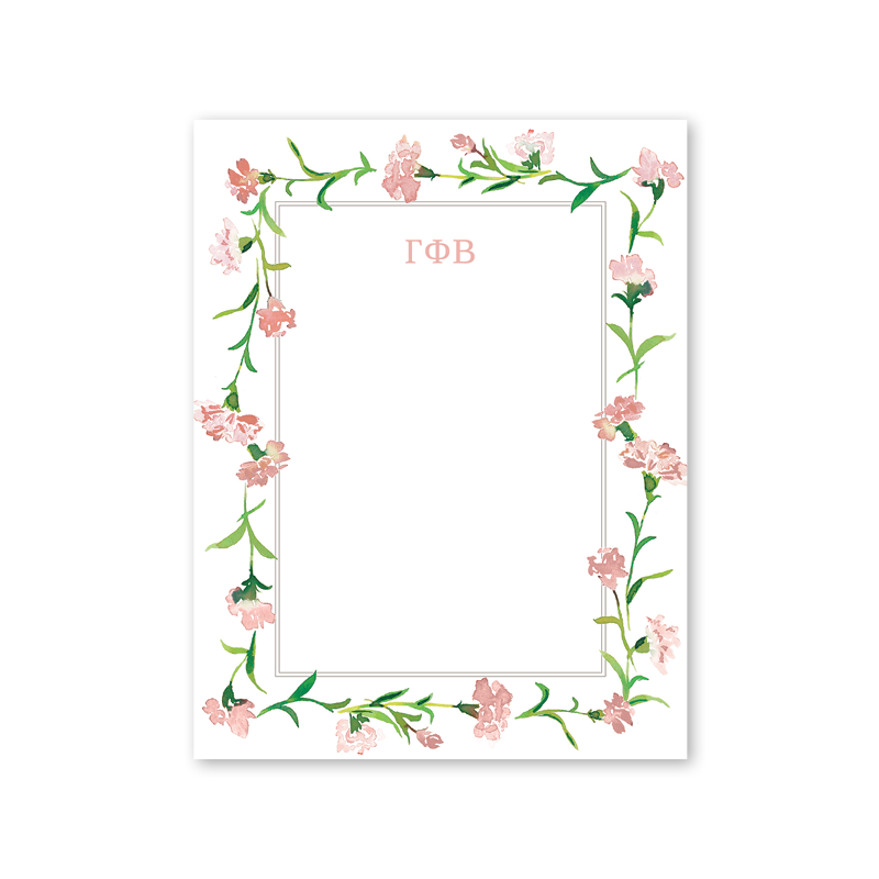 Gamma Phi Beta Carnations Notepad