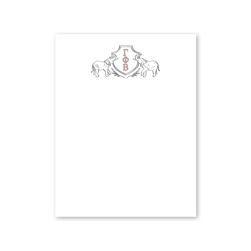 Gamma Phi Beta Elephant Crest Greek Notepad