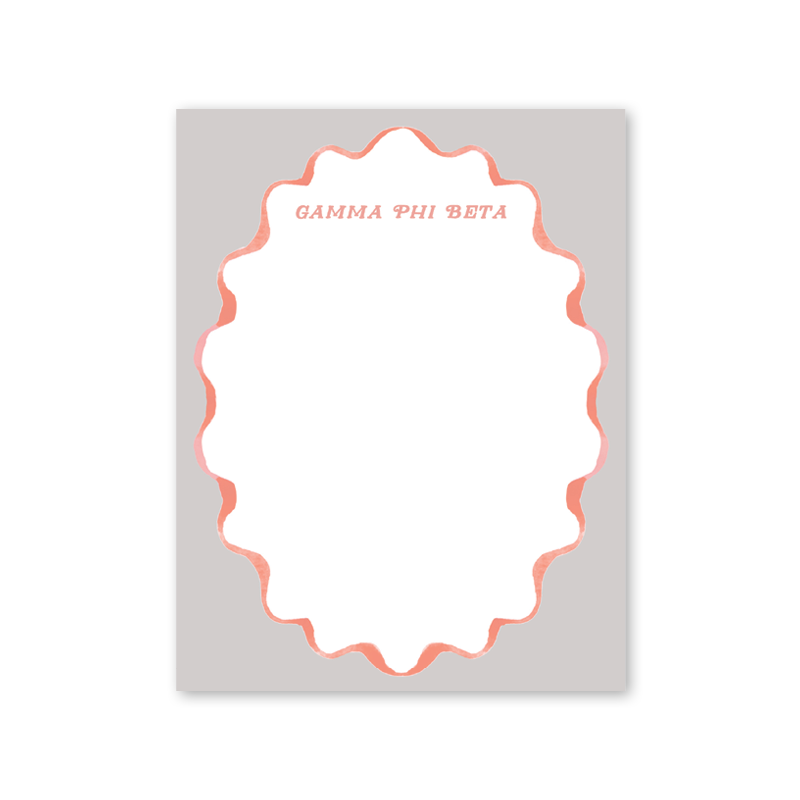 Gamma Phi Beta Merry Ribbons Scallop Greek Notepad