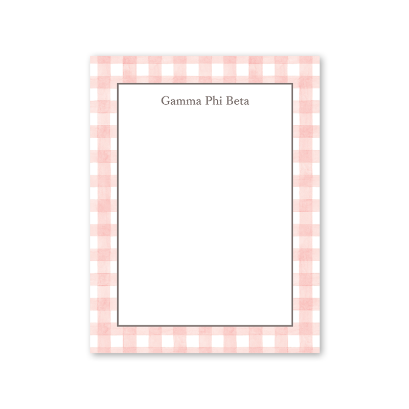 Gamma Phi Beta Cavalier Garden Gingham Greek Notepad