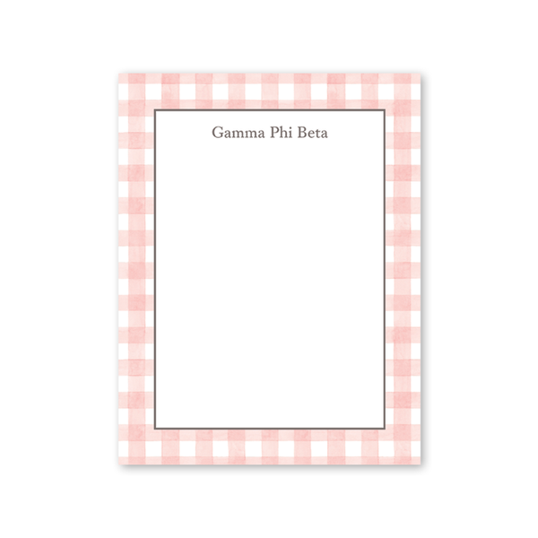 Gamma Phi Beta Cavalier Garden Gingham Greek Notepad