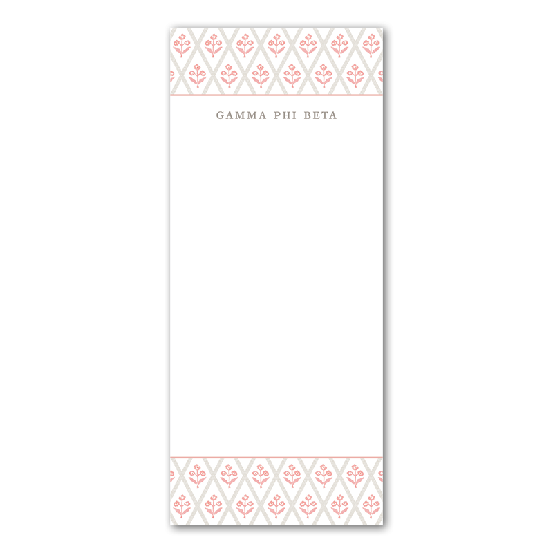 Gamma Phi Beta Bespoke Block Print Greek Skinny Notepad