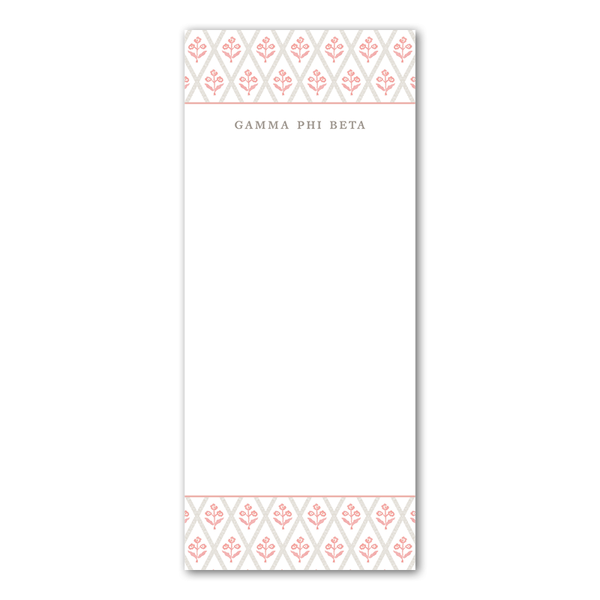 Gamma Phi Beta Bespoke Block Print Greek Skinny Notepad