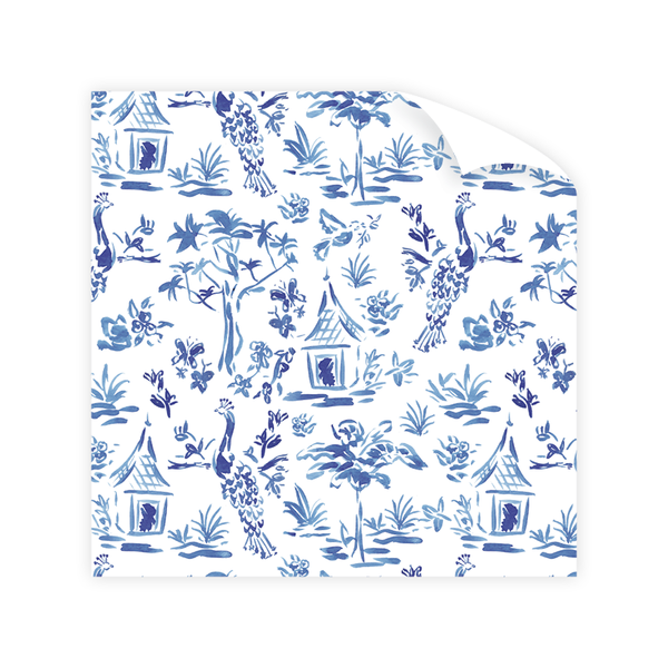 Blue Toile Wrapping Paper Sheet